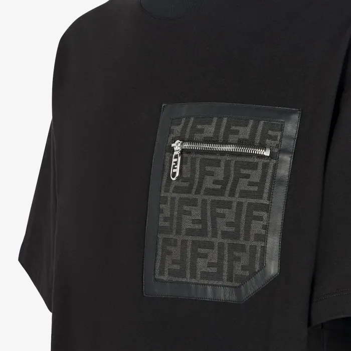 Man Black Jersey TShirt Black Fendi Tshirts and Polos