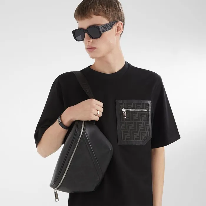 Man Black Jersey TShirt Black Fendi Tshirts and Polos