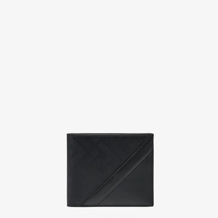 Man Black Leather BiFold Wallet Black Fendi Wallets