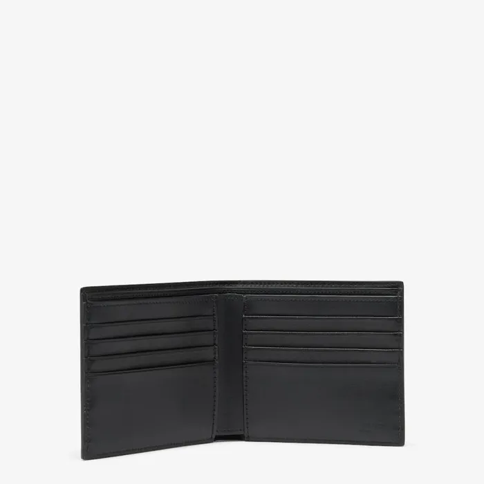 Man Black Leather BiFold Wallet Black Fendi Wallets