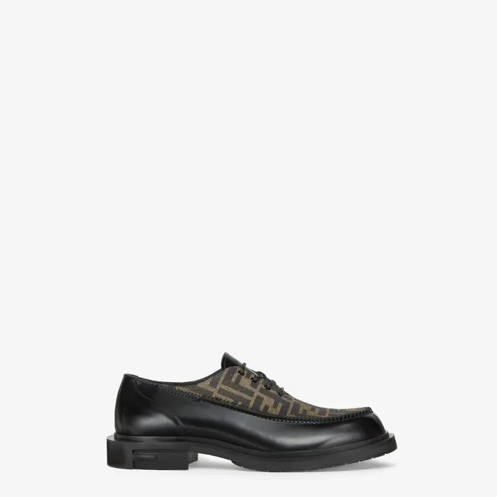Man Black Leather LaceUps Black Fendi Lace Ups and Boots