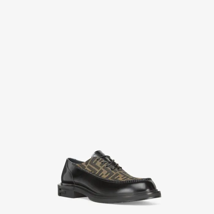 Man Black Leather LaceUps Black Fendi Lace Ups and Boots