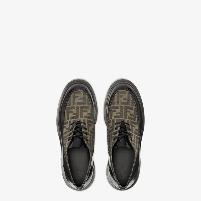 Man Black Leather LaceUps Black Fendi Lace Ups and Boots