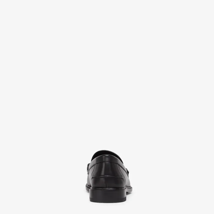 Man Black Leather Loafers Black Fendi Loafers and Mocassins