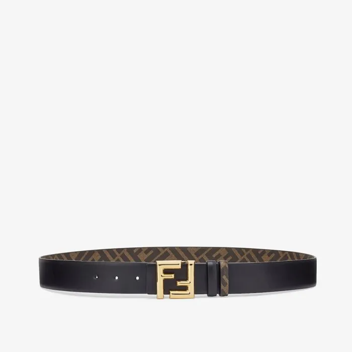 Man Black Leather Reversible Belt Black Fendi Belts