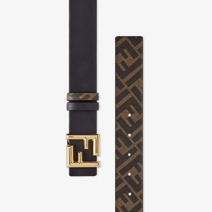 Man Black Leather Reversible Belt Black Fendi Belts