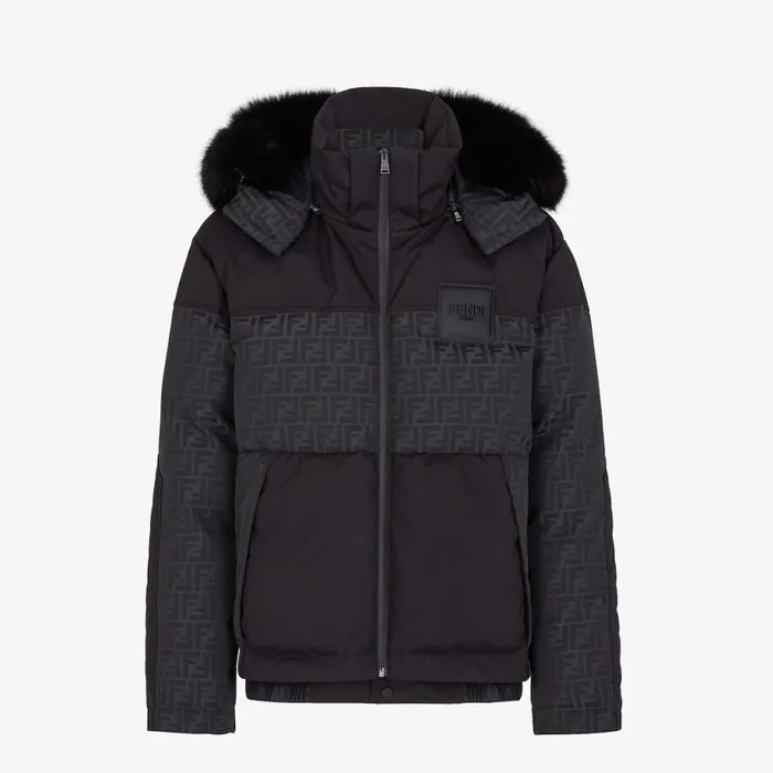 Man Black Tech Fabric Jacket Black Fendi Skiwear