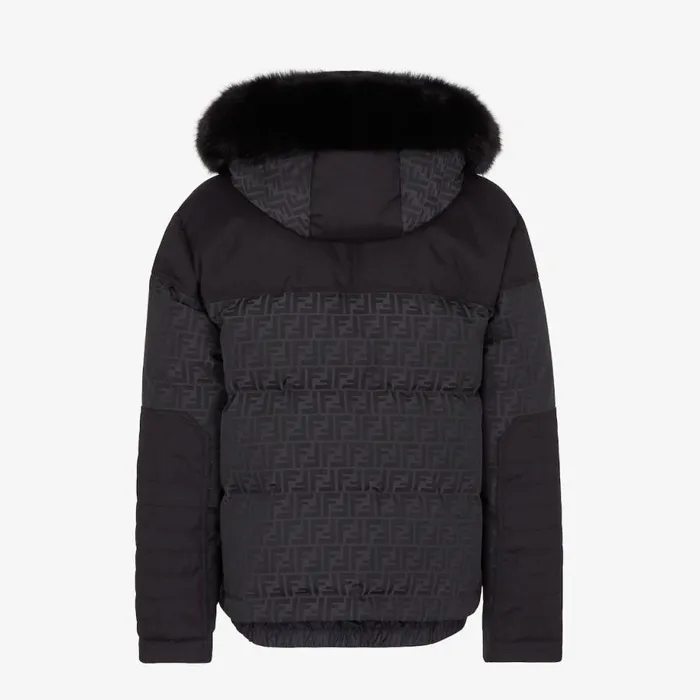 Man Black Tech Fabric Jacket Black Fendi Skiwear