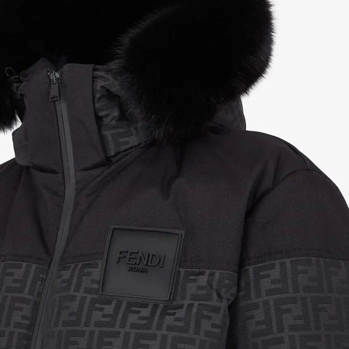 Man Black Tech Fabric Jacket Black Fendi Skiwear