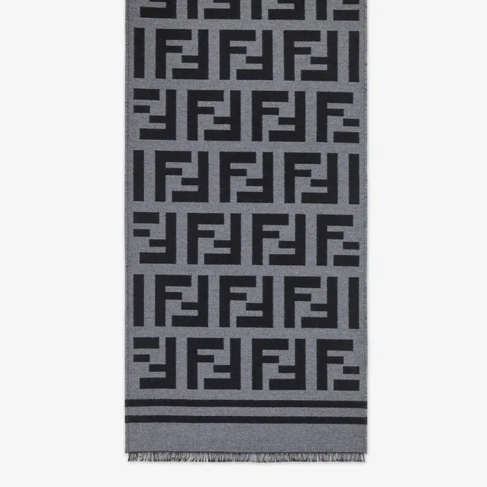 Man Black Wool Scarf Black Fendi Scarves