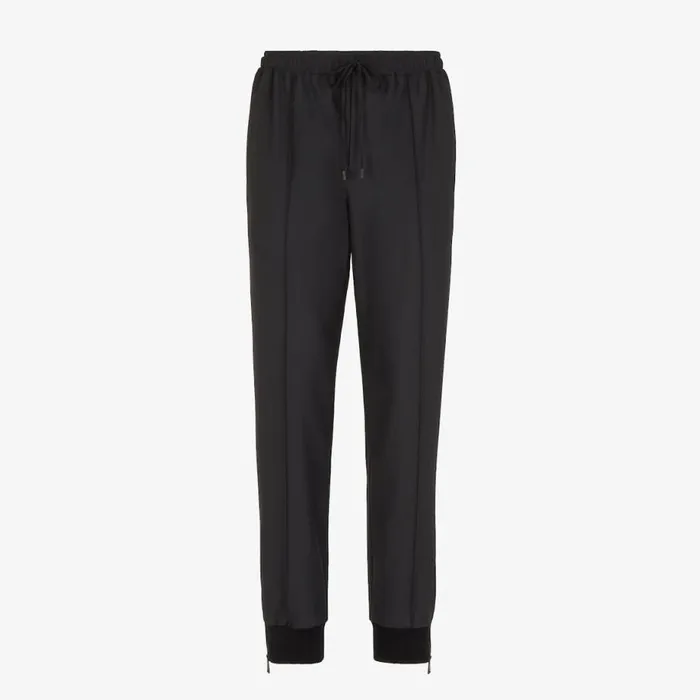 Man Black Wool Trousers Black Fendi Jackets and Suits