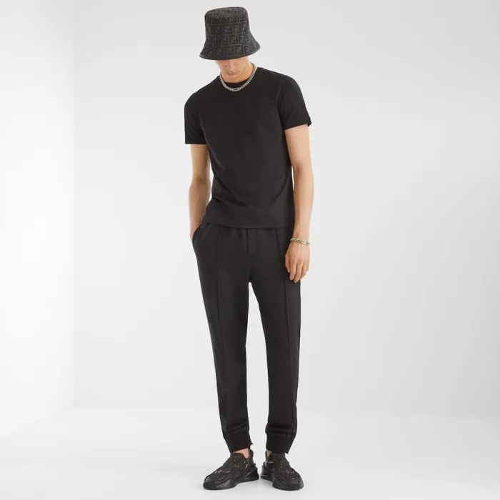 Man Black Wool Trousers Black Fendi Jackets and Suits