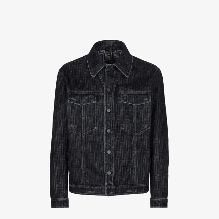 Man Blue Denim Jacket Blue Fendi Coats and Outerwear
