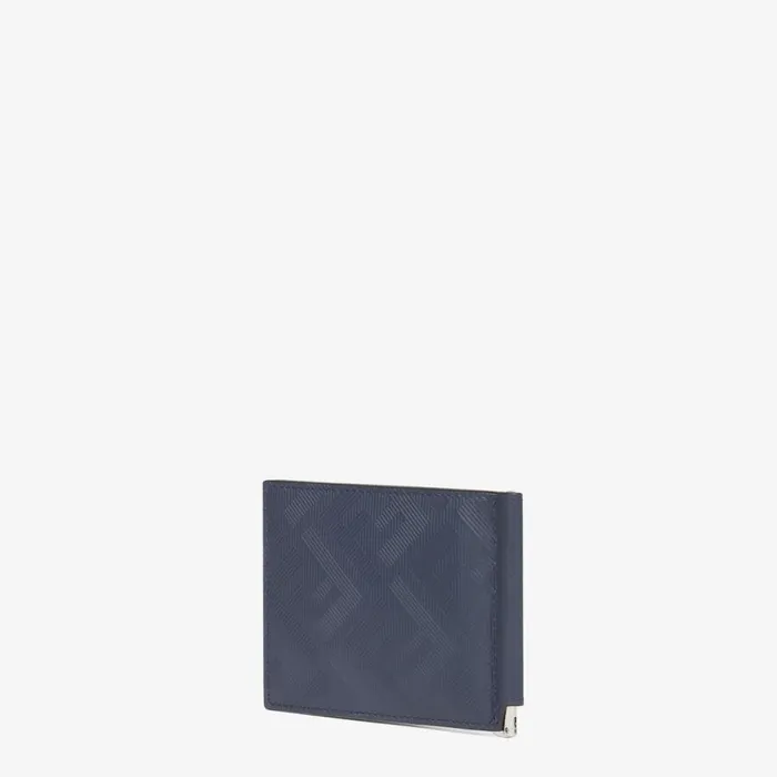 Man Blue Leather Money Clip Blue Fendi Wallets