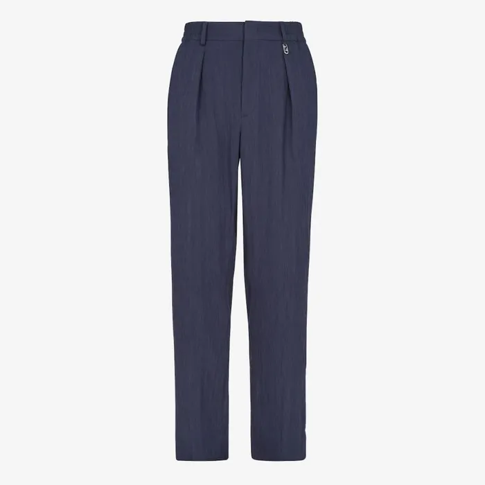 Man Blue Viscose Trousers Blue Fendi Jackets and Suits