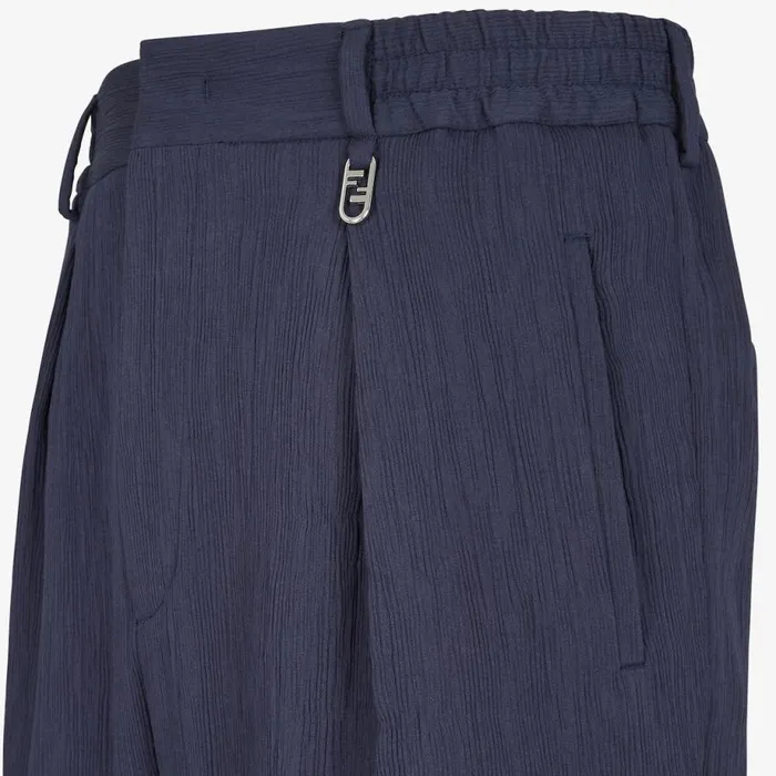 Man Blue Viscose Trousers Blue Fendi Jackets and Suits