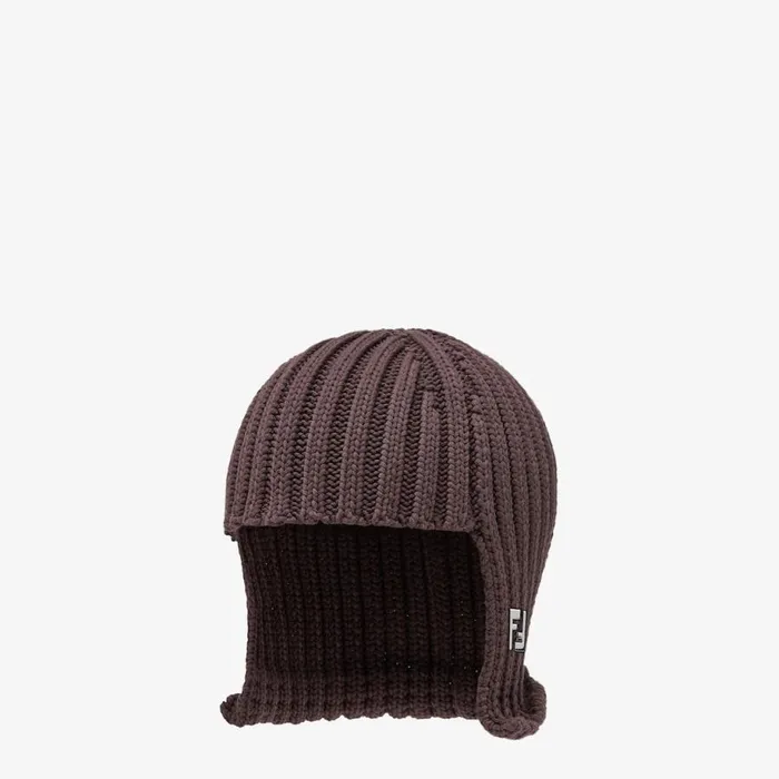 Man Brown Cotton Cap Brown Fendi Hats and Gloves
