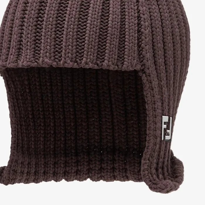 Man Brown Cotton Cap Brown Fendi Hats and Gloves
