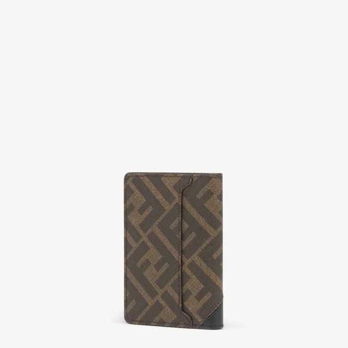 Man Brown Fabric Card Holder Brown Fendi Card Holders