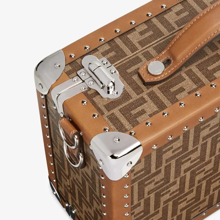 Man Brown Fabric Suitcase Brown Fendi Travel Bags