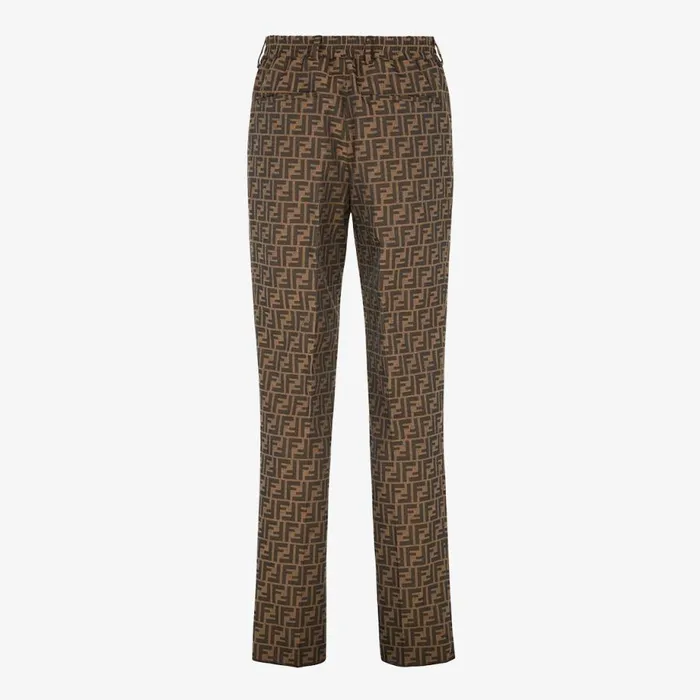 Man Brown Fabric Trousers Brown Fendi Jackets and Suits