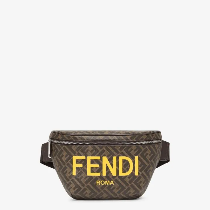 Man Brown Ff Fabric Belt Bag Brown Fendi Belt Bags