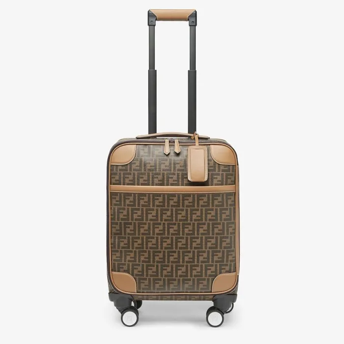 Man Brown Ff Fabric Trolley Brown Fendi Travel Bags