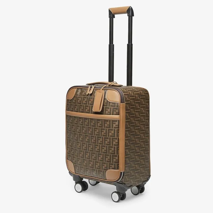 Man Brown Ff Fabric Trolley Brown Fendi Travel Bags