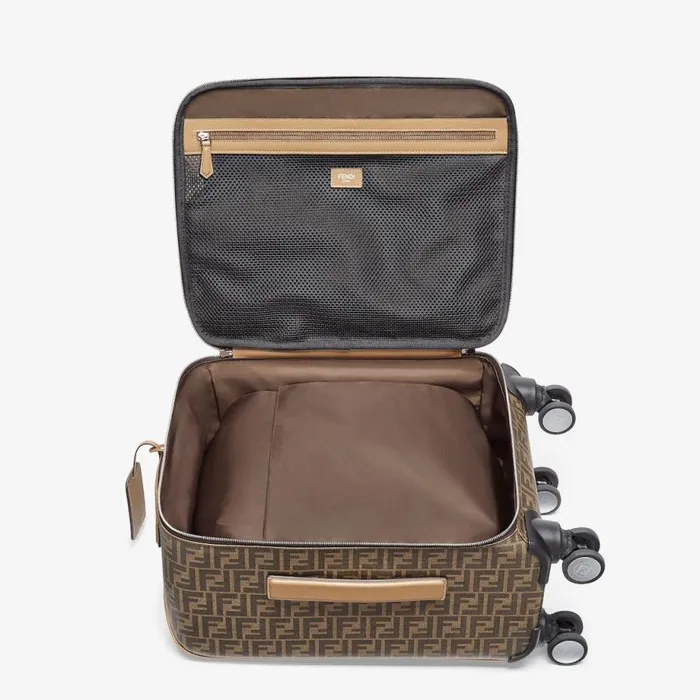 Man Brown Ff Fabric Trolley Brown Fendi Travel Bags