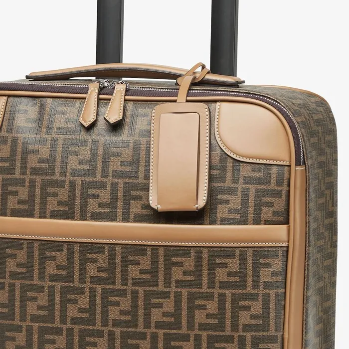 Man Brown Ff Fabric Trolley Brown Fendi Travel Bags