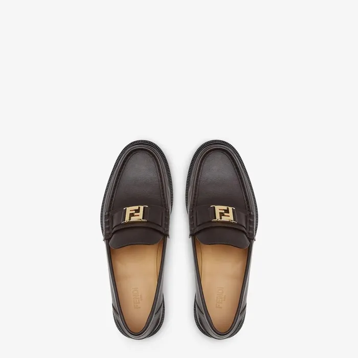 Man Brown Leather Loafers Brown Fendi Loafers and Mocassins