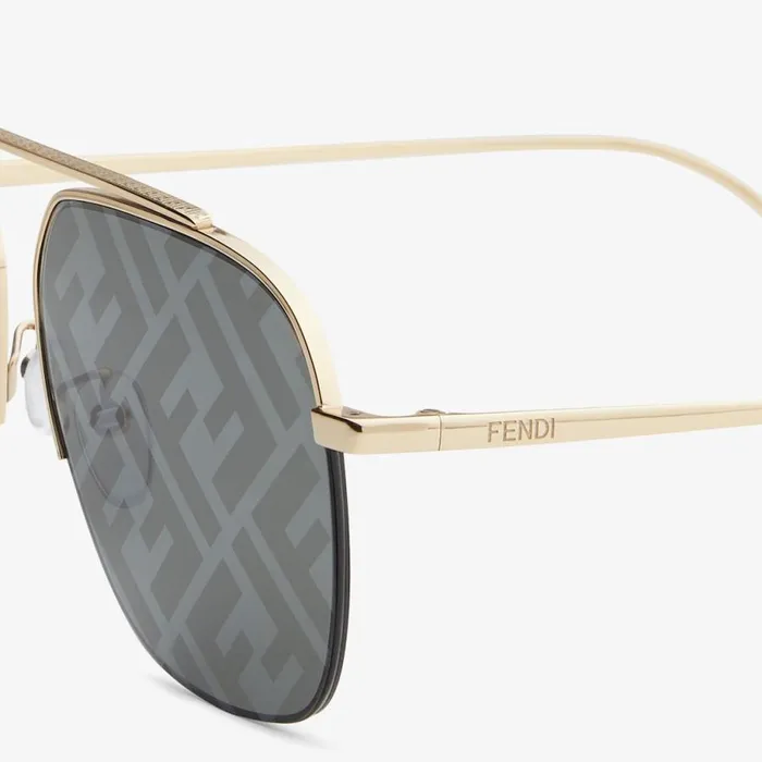 Man GoldColoured Sunglasses Fendi Sunglasses