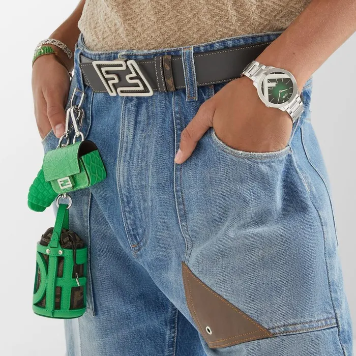 Man Green Rubber Key Case Green Fendi Key Rings and Bag Accessories