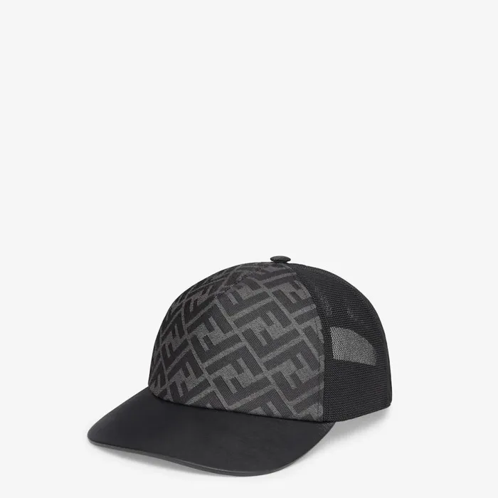 Man Grey Fabric Baseball Cap Grey Fendi Hats and Gloves