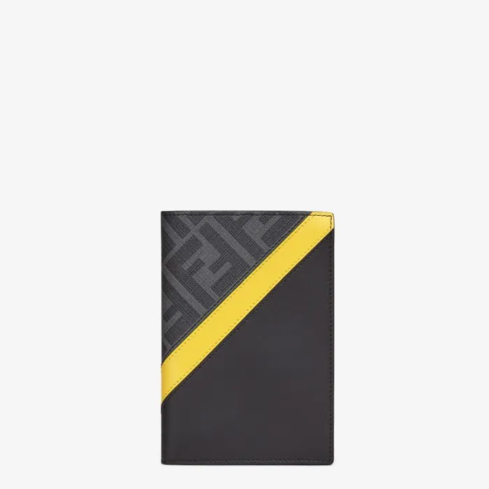 Man Grey Fabric Passport Cover Grey Fendi Card Holders
