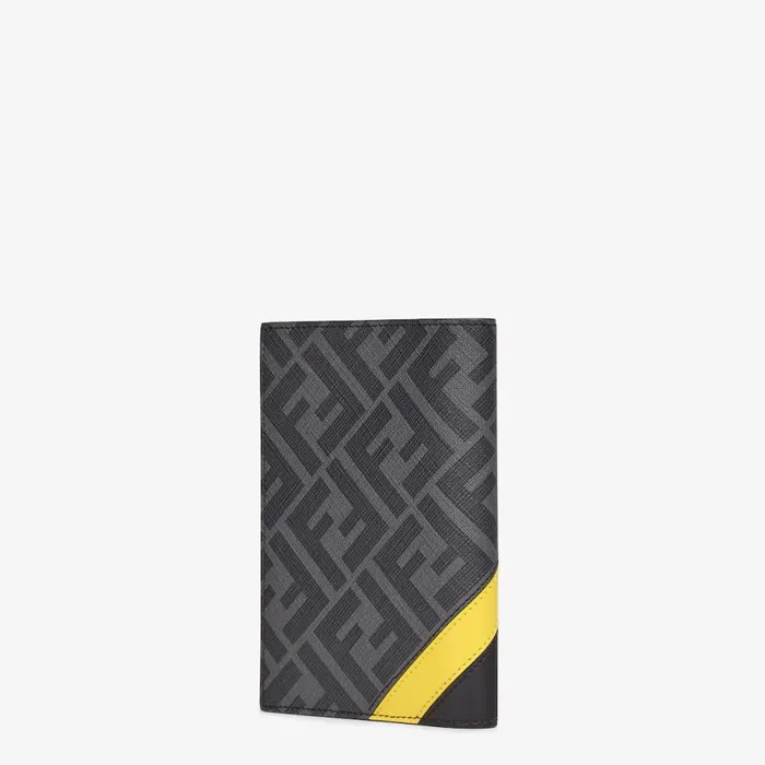 Man Grey Fabric Passport Cover Grey Fendi Card Holders