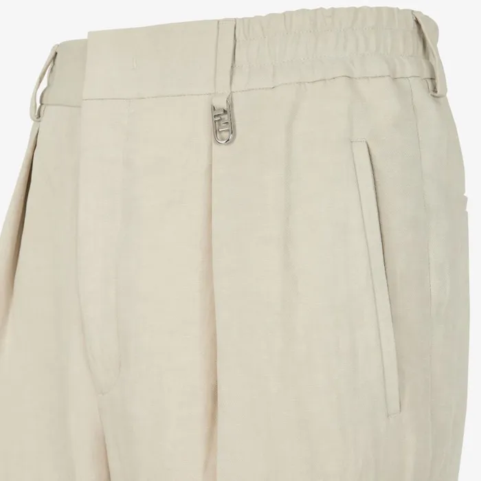 Man Grey Linen Trousers Grey Fendi Jackets and Suits