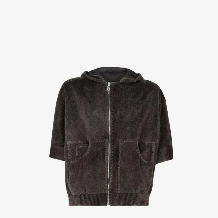 Man Grey Mink Sweatshirt Grey Fendi Coats and Outerwear