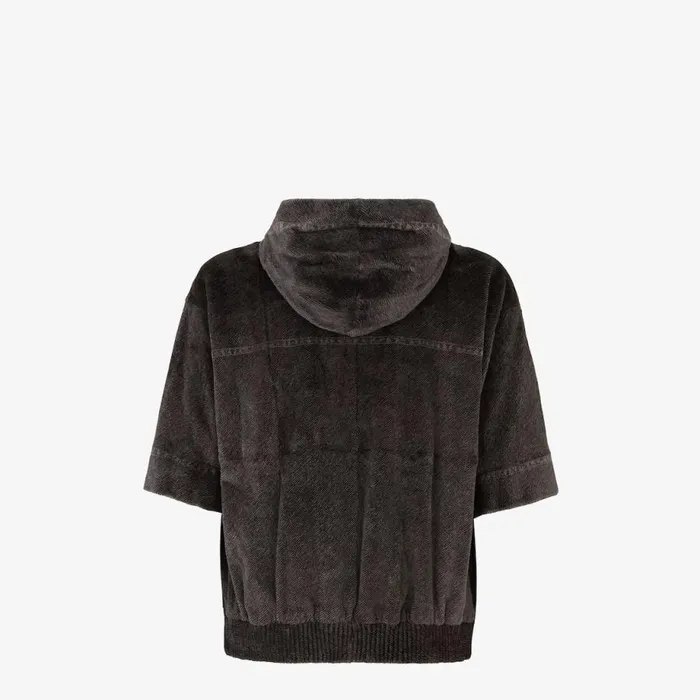 Man Grey Mink Sweatshirt Grey Fendi Coats and Outerwear