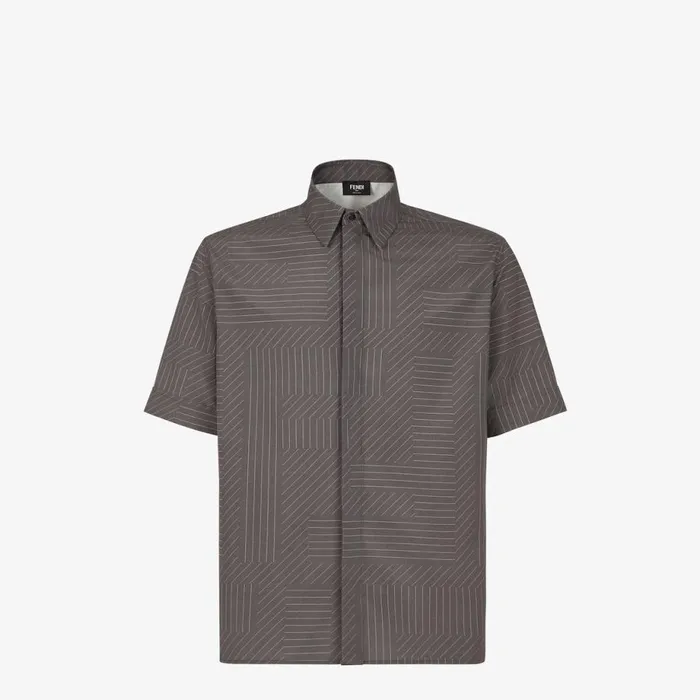 Man Grey Silk Shirt Grey Fendi Shirts