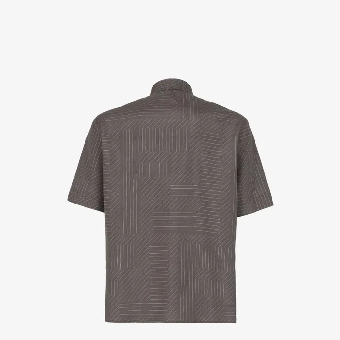 Man Grey Silk Shirt Grey Fendi Shirts