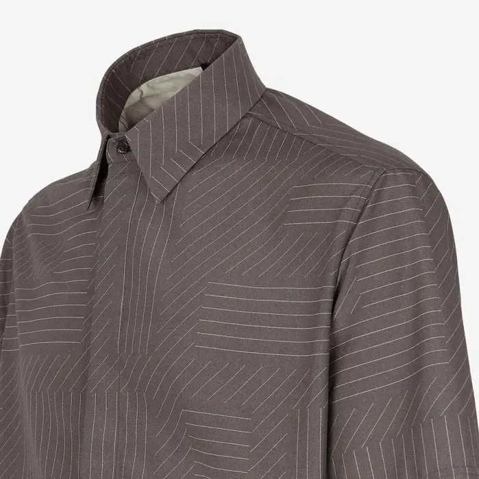 Man Grey Silk Shirt Grey Fendi Shirts