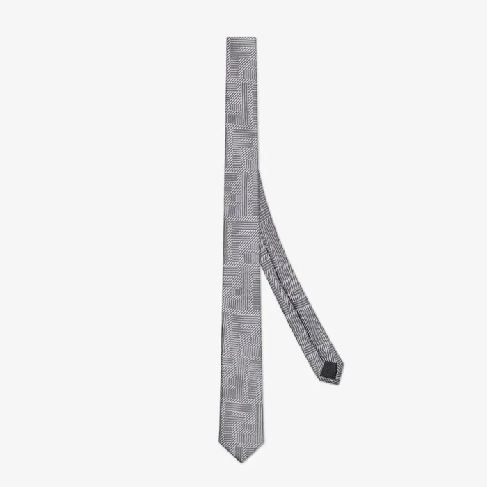 Man Grey Silk Tie Grey Fendi Ties