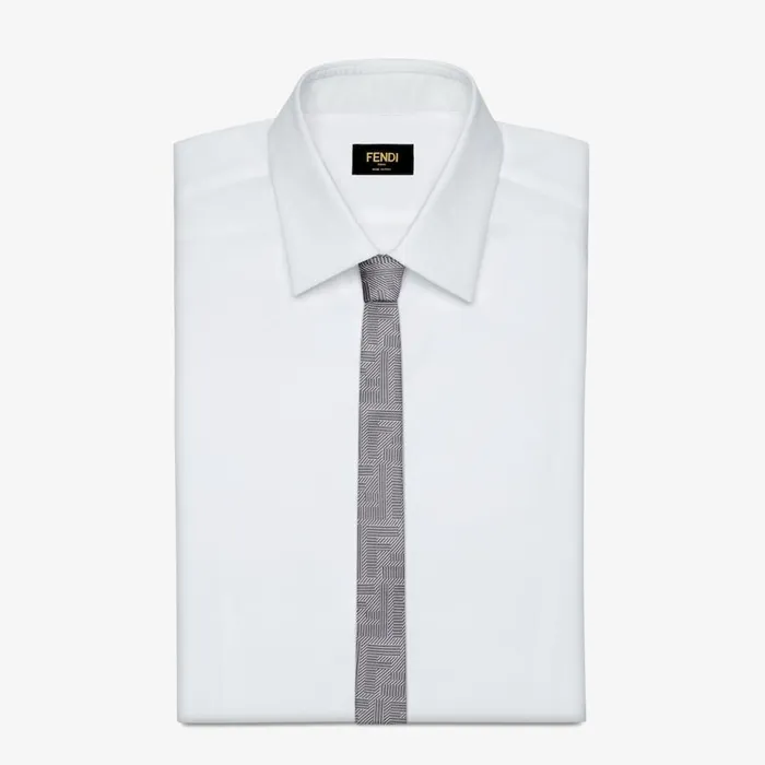Man Grey Silk Tie Grey Fendi Ties