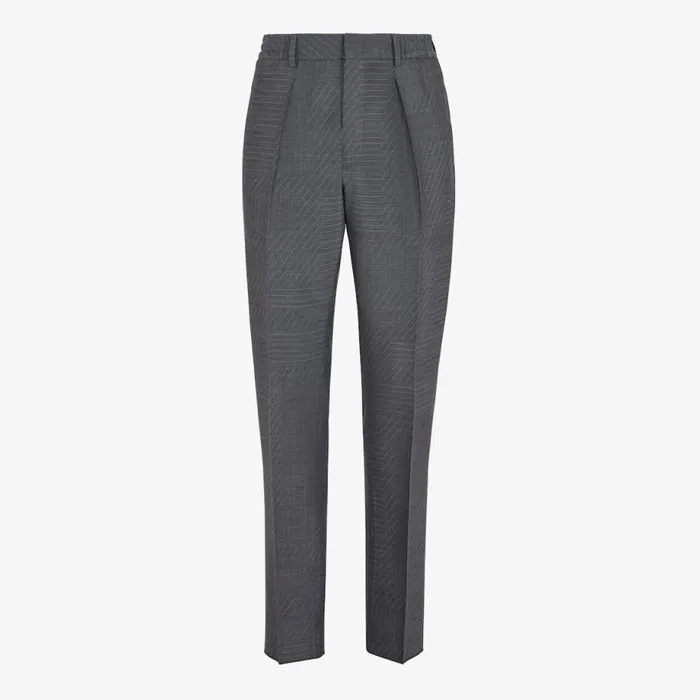 Man Grey Wool Trousers Grey Fendi Jackets and Suits