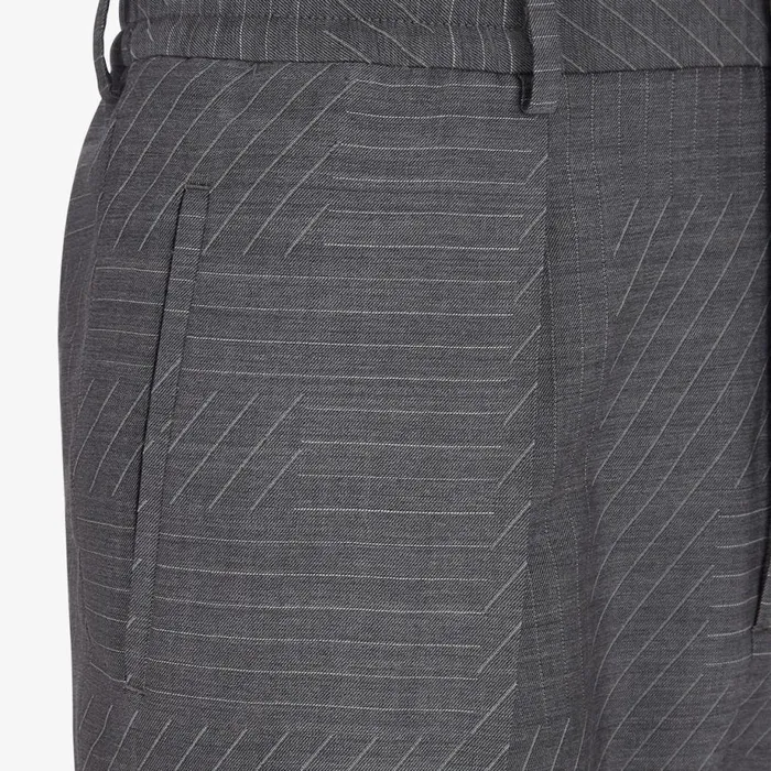 Man Grey Wool Trousers Grey Fendi Jackets and Suits