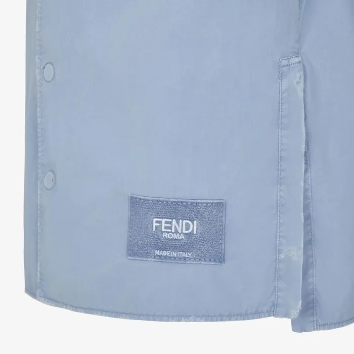 Man Light Blue Cotton Shirt Light Blue Fendi Shirts