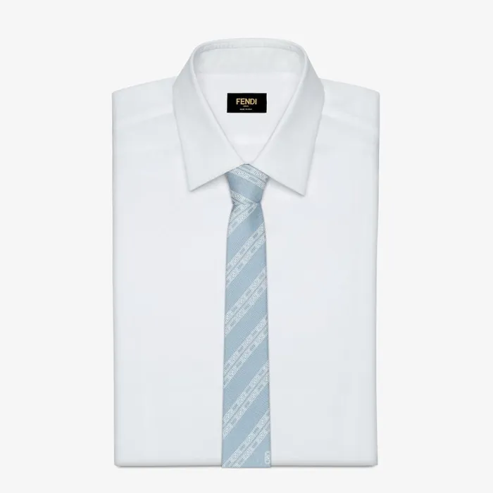 Man Light Blue Silk Tie Light Blue Fendi Ties