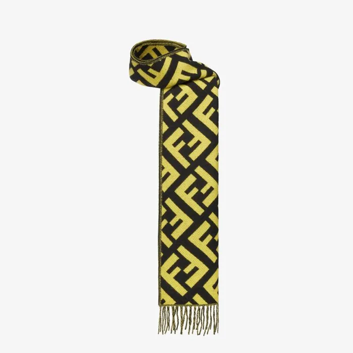 Man Multicolour Cashmere Scarf Multicolour Fendi Scarves