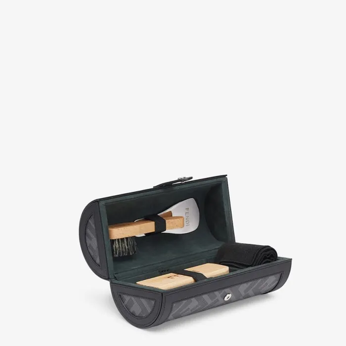 Man Shoe Care Kit In Black Fabric Black Fendi Travel and Lifestyle